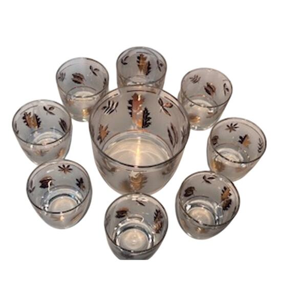 Vintage Libbey MCM Barware Set Ice Bucket / 8 Glasses / Caddy Cocktails 8oz - Picture 3 of 13